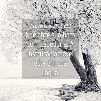 Picture 04 - Provérbios 31:26 BSL - She abre sua boca com sabedoria. A instrução - Bible Verse Picture