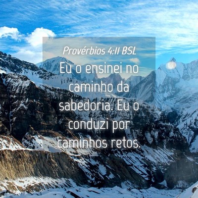 Picture 04 - Provérbios 4:11 BSL - Eu o ensinei no caminho da sabedoria. Eu o - Bible Verse Picture