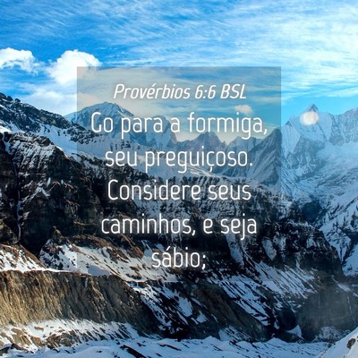 Picture 04 - Provérbios 6:6 BSL - Go para a formiga, seu preguiçoso. Considere - Bible Verse Picture