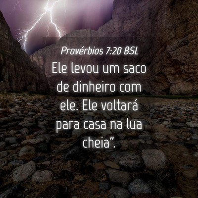 Picture 04 - Provérbios 7:20 BSL - Ele levou um saco de dinheiro com ele. Ele - Bible Verse Picture