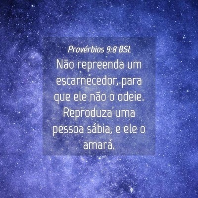 Picture 04 - Provérbios 9:8 BSL - Não repreenda um escarnecedor, para que ele não - Bible Verse Picture