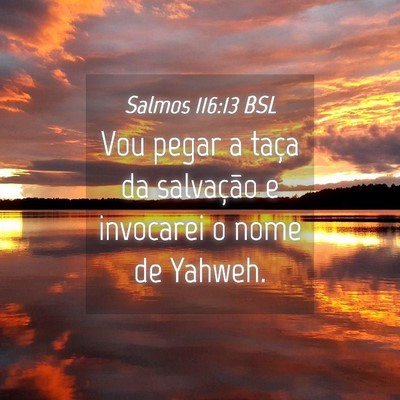 Picture 04 - Salmos 116:13 BSL - Vou pegar a taça da salvação e invocarei o - Bible Verse Picture