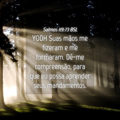 Picture 04 - Salmos 119:73 BSL - YODH Suas mãos me fizeram e me formaram. Dê-me - Bible Verse Picture