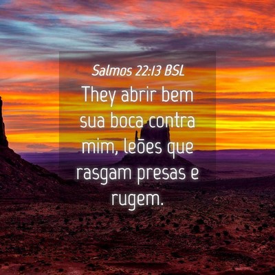 Picture 04 - Salmos 22:13 BSL - They abrir bem sua boca contra mim, leões que - Bible Verse Picture