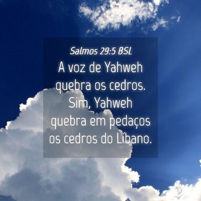 Picture 04 - Salmos 29:5 BSL - A voz de Yahweh quebra os cedros. Sim, Yahweh - Bible Verse Picture
