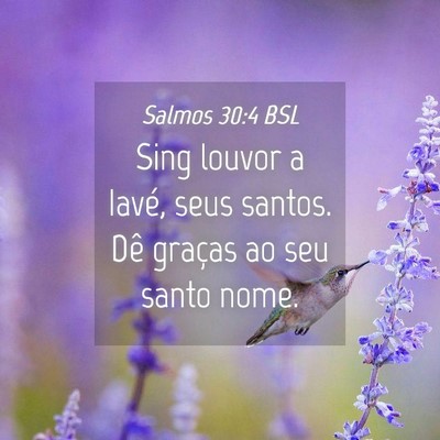 Picture 04 - Salmos 30:4 BSL - Sing louvor a Iavé, seus santos. Dê graças ao - Bible Verse Picture