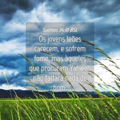 Picture 04 - Salmos 34:10 BSL - Os jovens leões carecem, e sofrem fome, mas - Bible Verse Picture