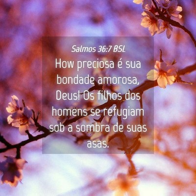 Picture 04 - Salmos 36:7 BSL - How preciosa é sua bondade amorosa, Deus! Os - Bible Verse Picture