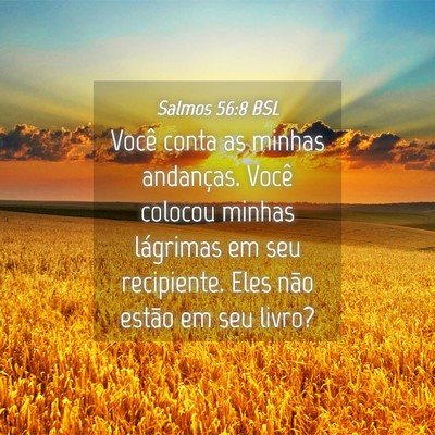 Picture 04 - Salmos 56:8 BSL - Você conta as minhas andanças. Você colocou - Bible Verse Picture