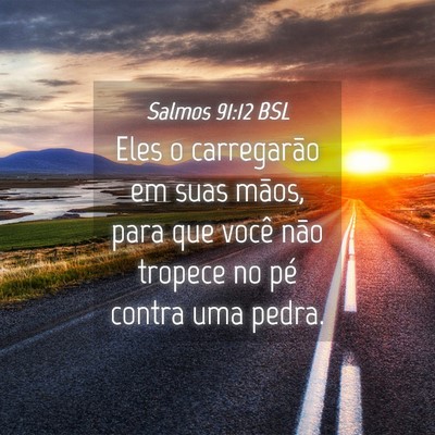 Picture 04 - Salmos 91:12 BSL - Eles o carregarão em suas mãos, para que você - Bible Verse Picture