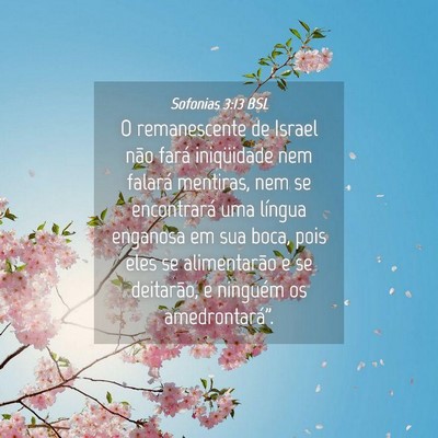Picture 04 - Sofonias 3:13 BSL - O remanescente de Israel não fará iniqüidade - Bible Verse Picture