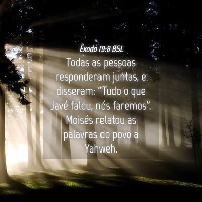 Picture 04 - Êxodo 19:8 BSL - Todas as pessoas responderam juntas, e disseram: - Bible Verse Picture