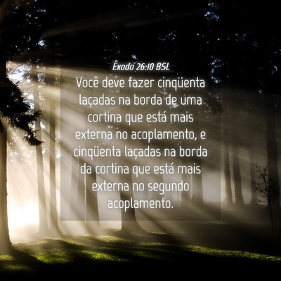 Picture 04 - Êxodo 26:10 BSL - Você deve fazer cinqüenta laçadas na borda de - Bible Verse Picture