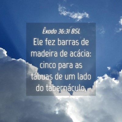 Picture 04 - Êxodo 36:31 BSL - Ele fez barras de madeira de acácia: cinco para - Bible Verse Picture