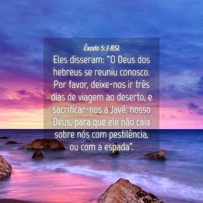 Picture 04 - Êxodo 5:3 BSL - Eles disseram: “O Deus dos hebreus se reuniu - Bible Verse Picture