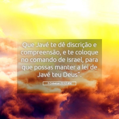 Picture 05 - 1 Crônicas 22:12 BSL - Que Javé te dê discrição e compreensão, e te - Bible Verse Picture