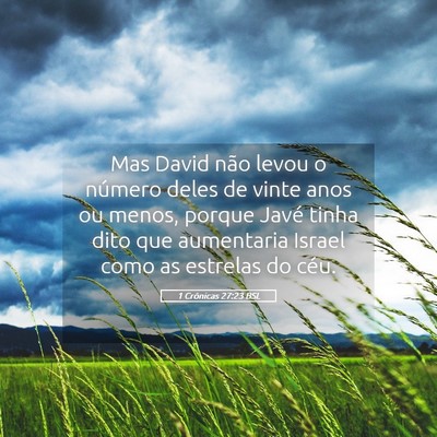 Picture 05 - 1 Crônicas 27:23 BSL - Mas David não levou o número deles de vinte - Bible Verse Picture