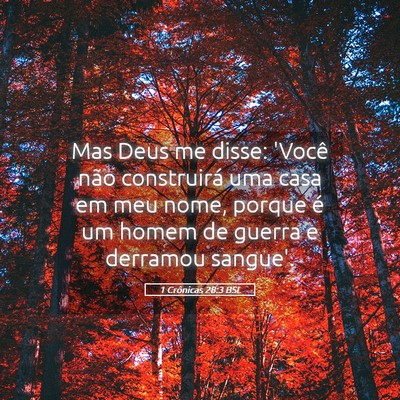 Picture 05 - 1 Crônicas 28:3 BSL - Mas Deus me disse: 'Você não construirá uma - Bible Verse Picture