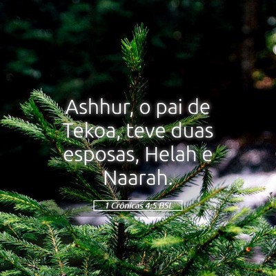 Picture 05 - 1 Crônicas 4:5 BSL - Ashhur, o pai de Tekoa, teve duas esposas, Helah - Bible Verse Picture