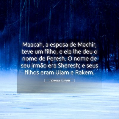 Picture 05 - 1 Crônicas 7:16 BSL - Maacah, a esposa de Machir, teve um filho, e ela - Bible Verse Picture