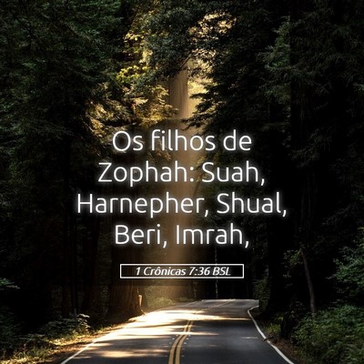 Picture 05 - 1 Crônicas 7:36 BSL - Os filhos de Zophah: Suah, Harnepher, Shual, - Bible Verse Picture