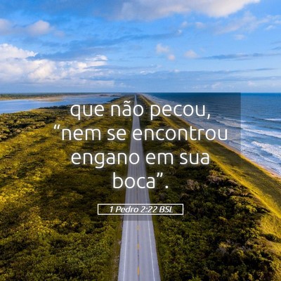 Picture 05 - 1 Pedro 2:22 BSL - que não pecou, “nem se encontrou engano em sua - Bible Verse Picture