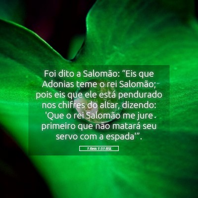 Picture 05 - 1 Reis 1:51 BSL - Foi dito a Salomão: “Eis que Adonias teme o - Bible Verse Picture