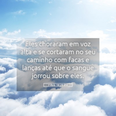 Picture 05 - 1 Reis 18:28 BSL - Eles choraram em voz alta e se cortaram no seu - Bible Verse Picture