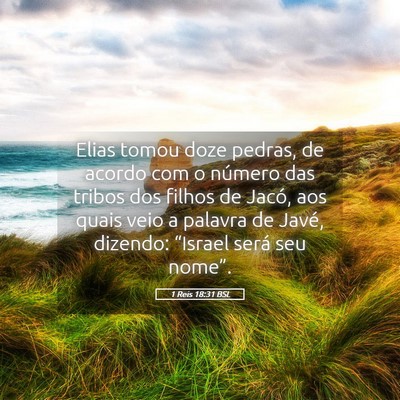 Picture 05 - 1 Reis 18:31 BSL - Elias tomou doze pedras, de acordo com o número - Bible Verse Picture