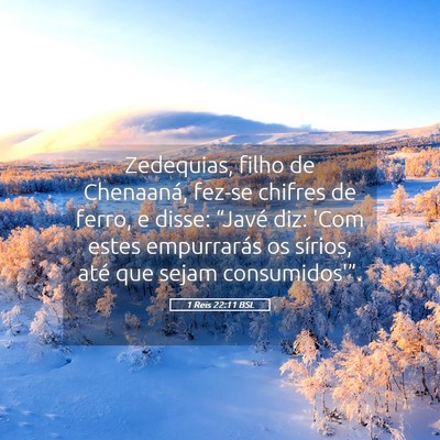 Picture 05 - 1 Reis 22:11 BSL - Zedequias, filho de Chenaaná, fez-se chifres de - Bible Verse Picture