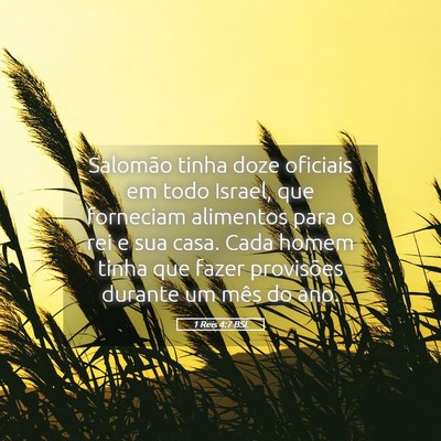 Picture 05 - 1 Reis 4:7 BSL - Salomão tinha doze oficiais em todo Israel, que - Bible Verse Picture