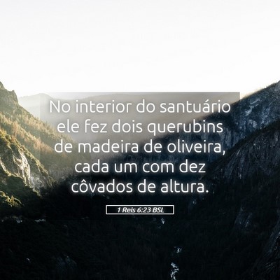 Picture 05 - 1 Reis 6:23 BSL - No interior do santuário ele fez dois querubins - Bible Verse Picture