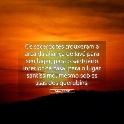 Picture 05 - 1 Reis 8:6 BSL - Os sacerdotes trouxeram a arca da aliança de - Bible Verse Picture
