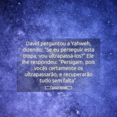 Picture 05 - 1 Samuel 30:8 BSL - David perguntou a Yahweh, dizendo: “Se eu - Bible Verse Picture