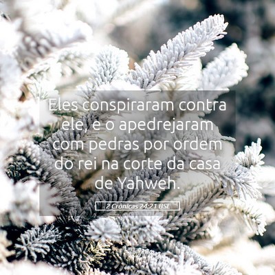 Picture 05 - 2 Crônicas 24:21 BSL - Eles conspiraram contra ele, e o apedrejaram com - Bible Verse Picture
