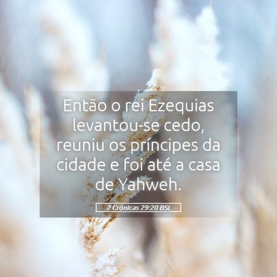 Picture 05 - 2 Crônicas 29:20 BSL - Então o rei Ezequias levantou-se cedo, reuniu os - Bible Verse Picture