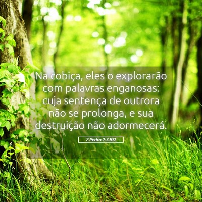 Picture 05 - 2 Pedro 2:3 BSL - Na cobiça, eles o explorarão com palavras - Bible Verse Picture