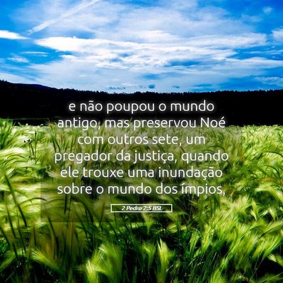 Picture 05 - 2 Pedro 2:5 BSL - e não poupou o mundo antigo, mas preservou Noé - Bible Verse Picture