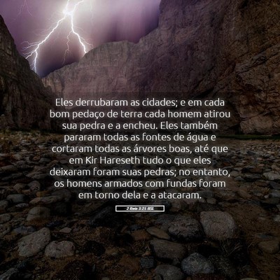 Picture 05 - 2 Reis 3:25 BSL - Eles derrubaram as cidades; e em cada bom pedaço - Bible Verse Picture