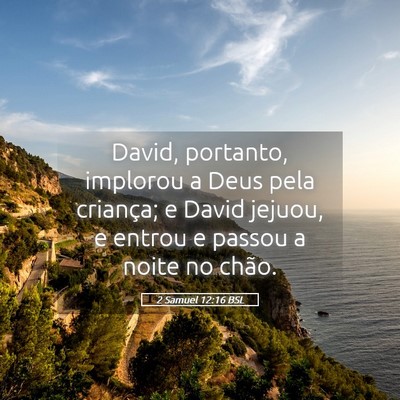 Picture 05 - 2 Samuel 12:16 BSL - David, portanto, implorou a Deus pela criança; e - Bible Verse Picture
