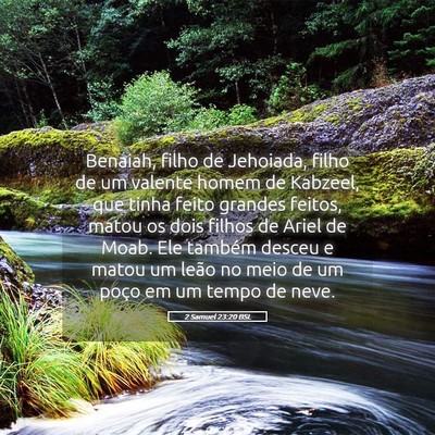 Picture 05 - 2 Samuel 23:20 BSL - Benaiah, filho de Jehoiada, filho de um valente - Bible Verse Picture