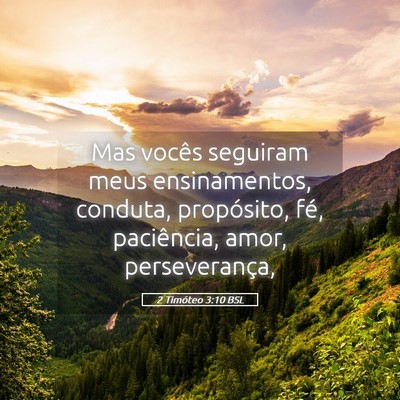 Picture 05 - 2 Timóteo 3:10 BSL - Mas vocês seguiram meus ensinamentos, conduta, - Bible Verse Picture