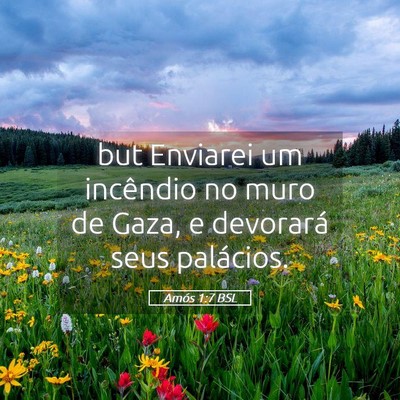 Picture 05 - Amós 1:7 BSL - but Enviarei um incêndio no muro de Gaza, e - Bible Verse Picture