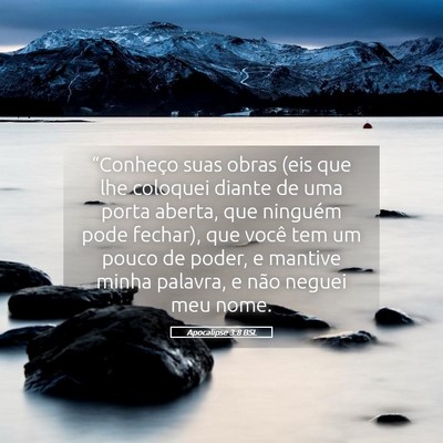 Picture 05 - Apocalipse 3:8 BSL - “Conheço suas obras (eis que lhe coloquei - Bible Verse Picture