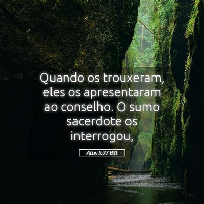 Picture 05 - Atos 5:27 BSL - Quando os trouxeram, eles os apresentaram ao - Bible Verse Picture