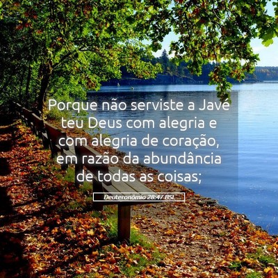 Picture 05 - Deuteronômio 28:47 BSL - Porque não serviste a Javé teu Deus com alegria - Bible Verse Picture