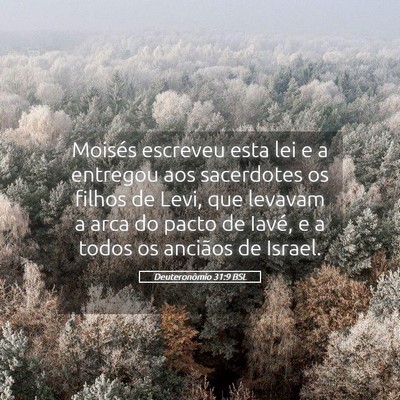 Picture 05 - Deuteronômio 31:9 BSL - Moisés escreveu esta lei e a entregou aos - Bible Verse Picture