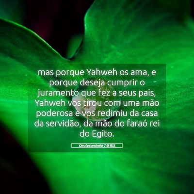 Picture 05 - Deuteronômio 7:8 BSL - mas porque Yahweh os ama, e porque deseja cumprir - Bible Verse Picture