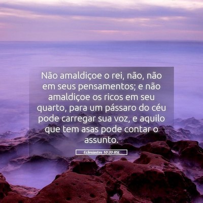 Picture 05 - Eclesiastes 10:20 BSL - Não amaldiçoe o rei, não, não em seus - Bible Verse Picture