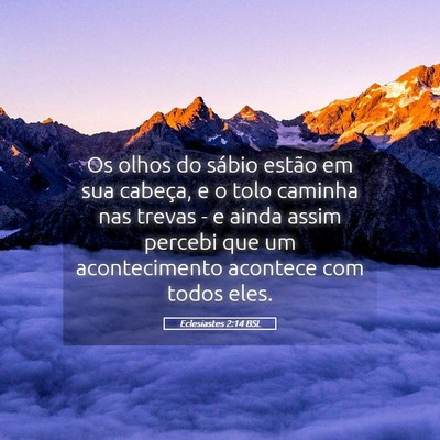 Picture 05 - Eclesiastes 2:14 BSL - Os olhos do sábio estão em sua cabeça, e o - Bible Verse Picture